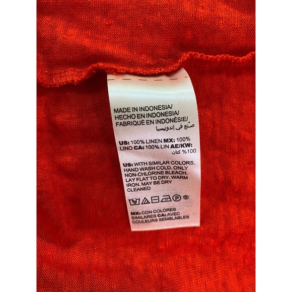 CHICOS 100% Linen Tee Shirt V Neck Short Sleeve Top Orange Size 2 Large T Shirt - Picture 7 of 10